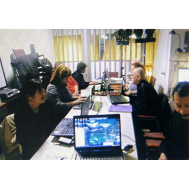 Participants practicing computer skills together