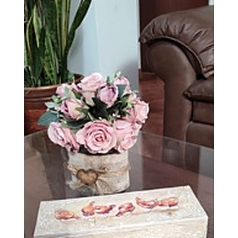 Finished floral and decorative pieces from a creative workshop